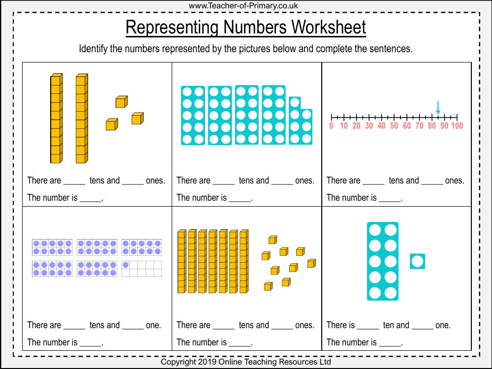 Representing Numbers - Worksheet