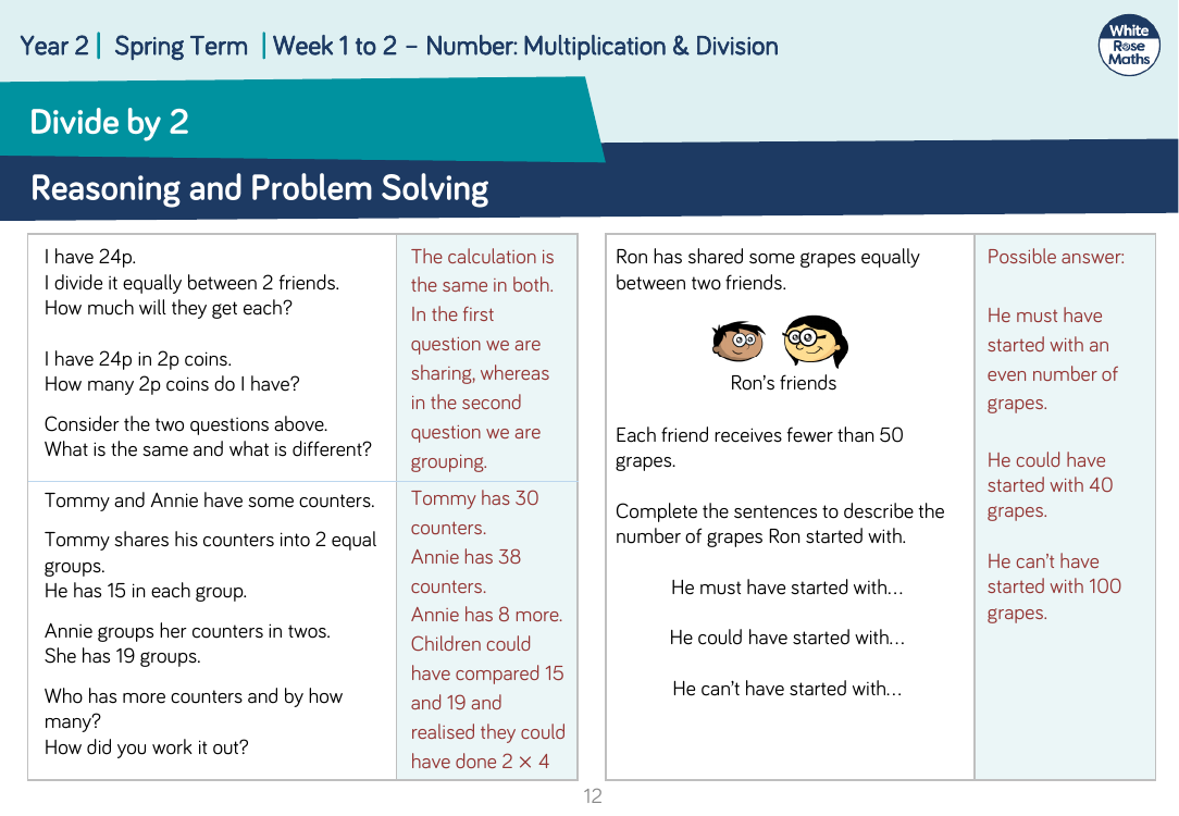 Divide by 2: Reasoning and Problem Solving