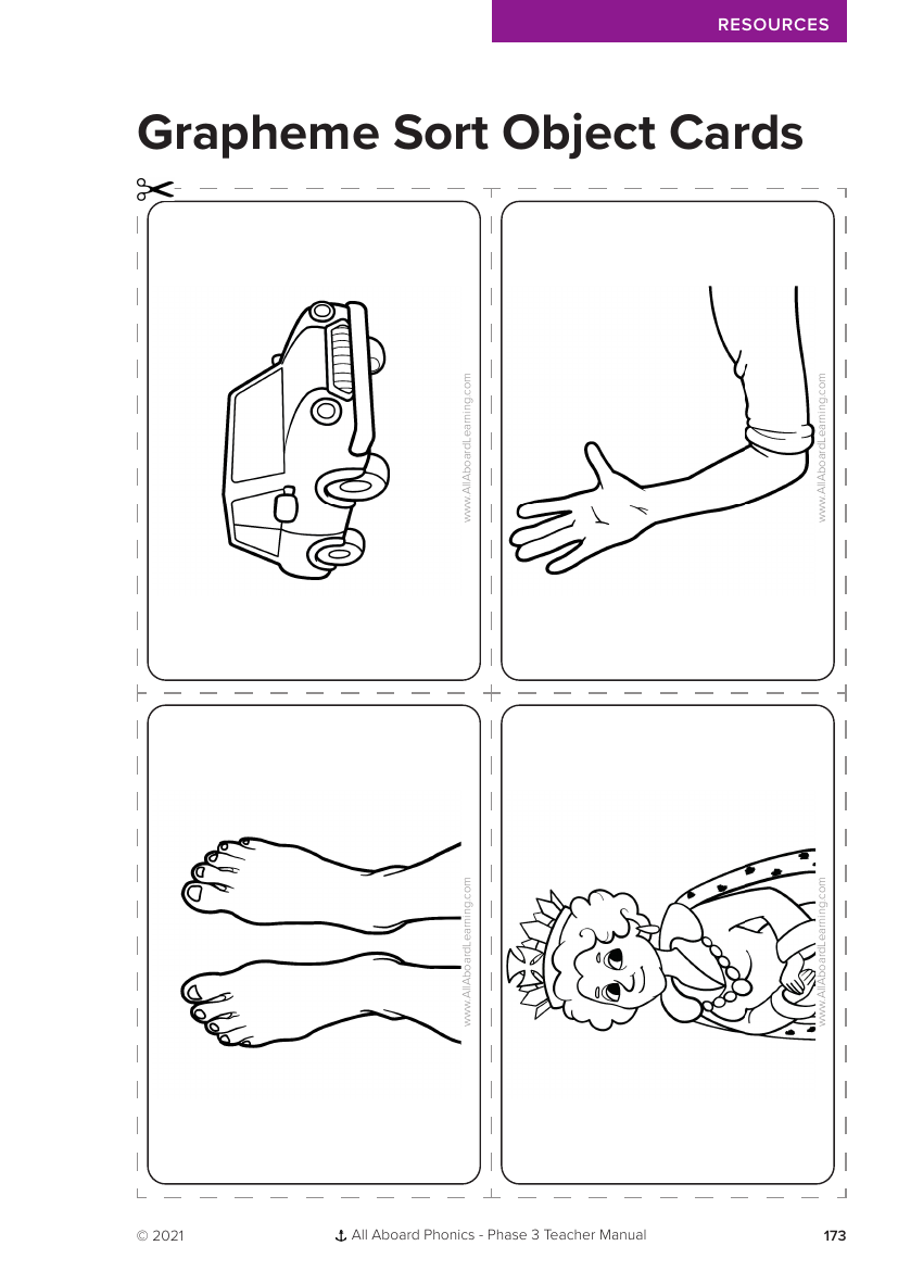 Week 9, lesson 4 Grapheme Sort Object Cards - Phonics Phase 3 - Resource