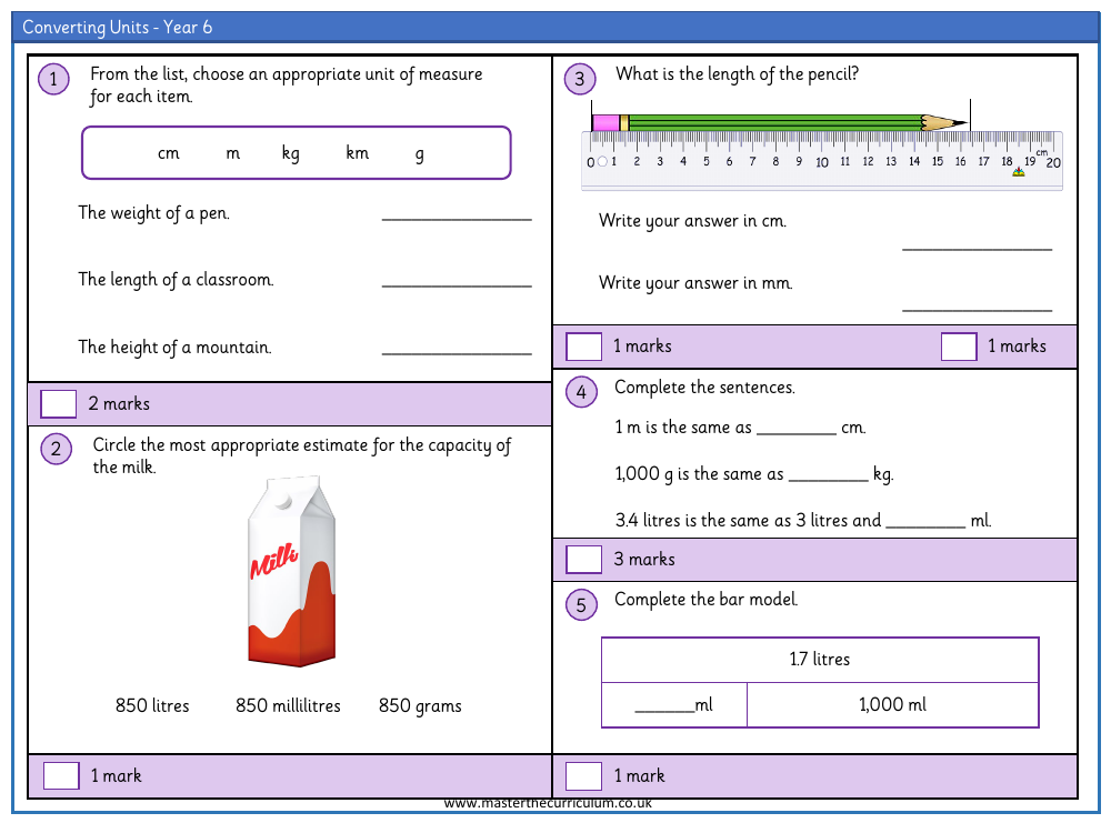 Converting Unit - Assessment