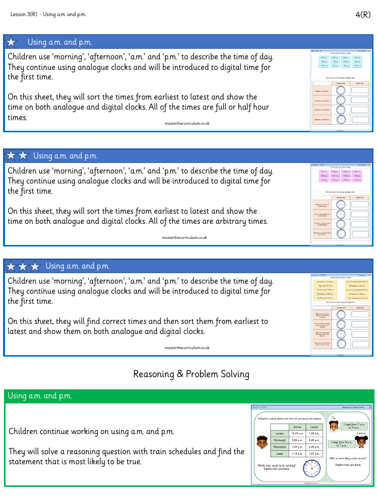 Time - Using a.m. and p.m. - Worksheet