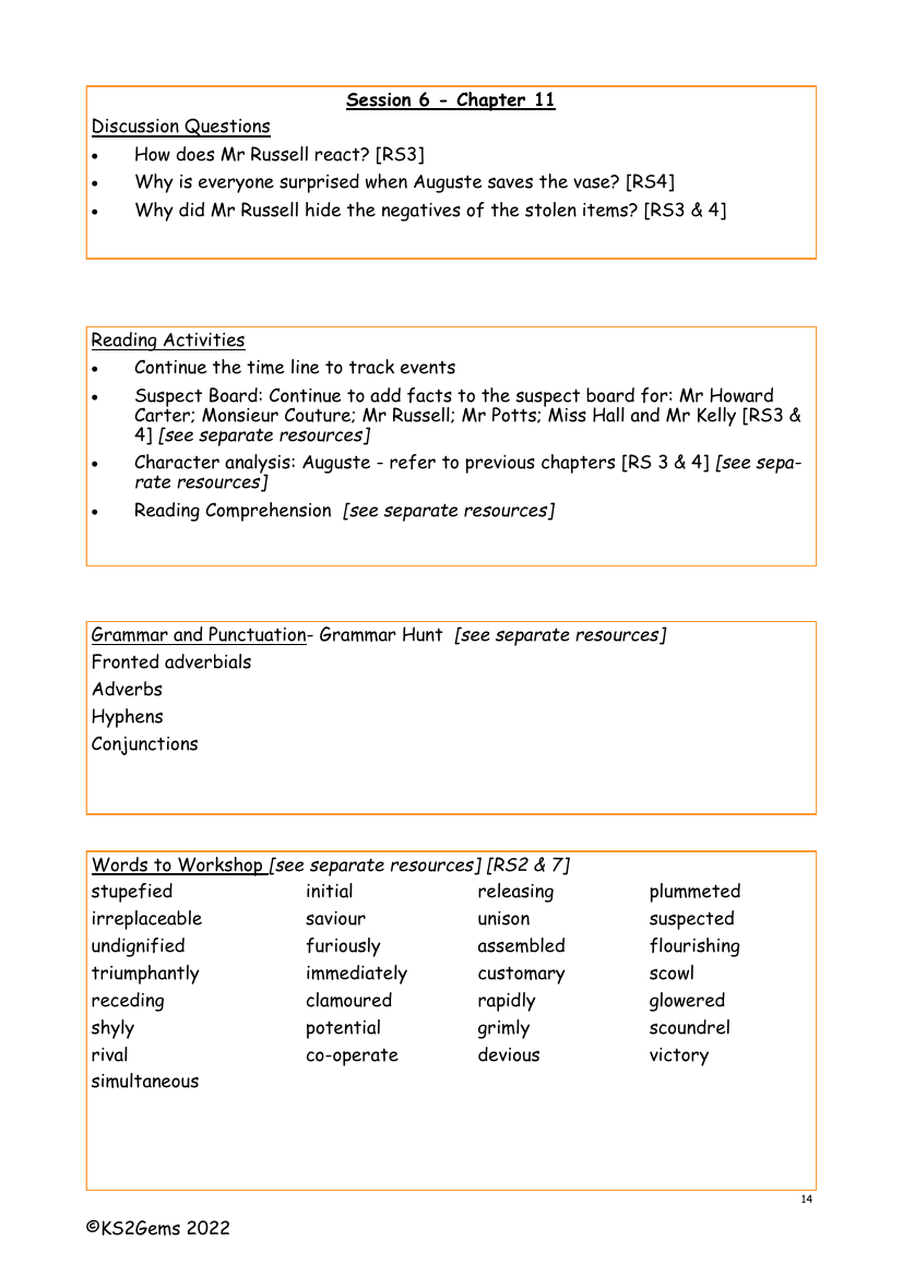 Tombful of Trouble - Session 6 - Worksheet