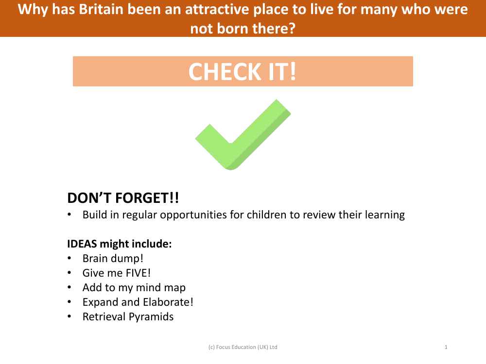 Check it! - Immigration to Britain - Year 6