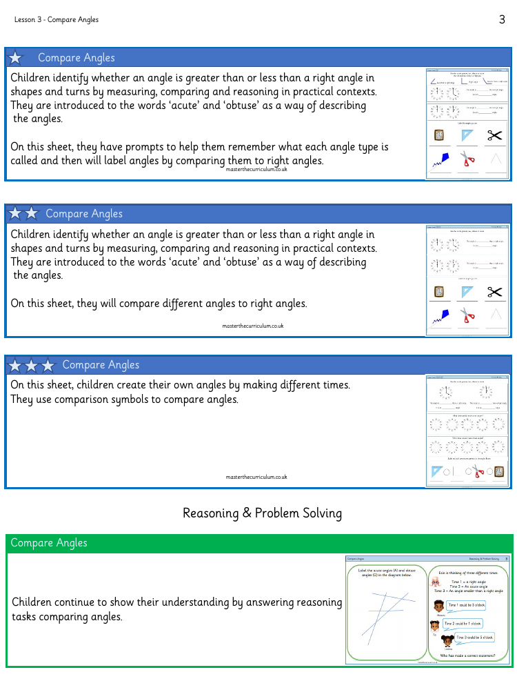 Properties of shape - Compare angles​ - Worksheet