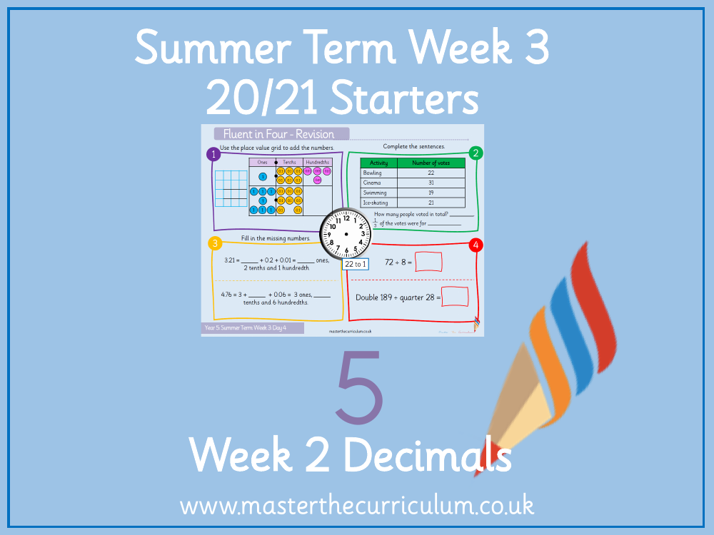 Decimals - Subtract Decimals with the same number of Decimal Places - Starter