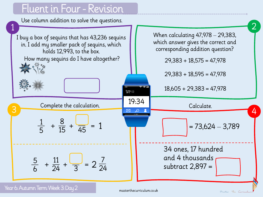 Addition, Subtraction, Multiplication and Division - Subtracting Whole Numbers with more than 4-digits - Starter