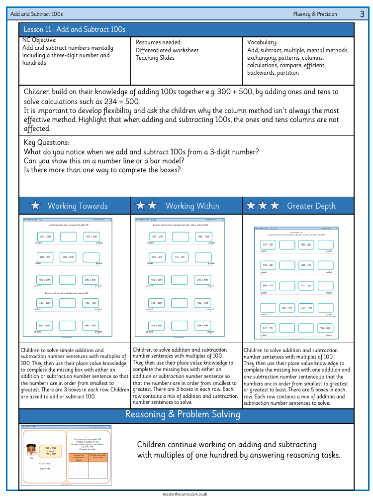 Addition and subtraction - Subtract one- from two-digit numbers - Worksheet