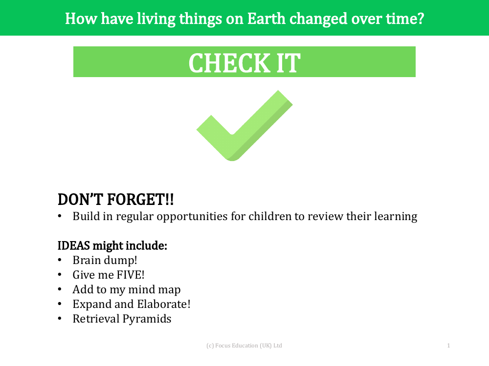 Check it! - Evolution and Inheritance - 5th Grade