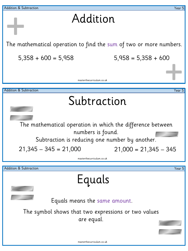 Addition and Subtraction - Vocabulary