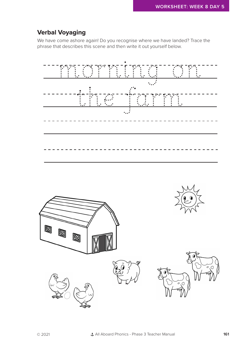 Week 8, lesson 5 Verbal Voyaging letter formation activity - Phonics Phase 3,  - Worksheet