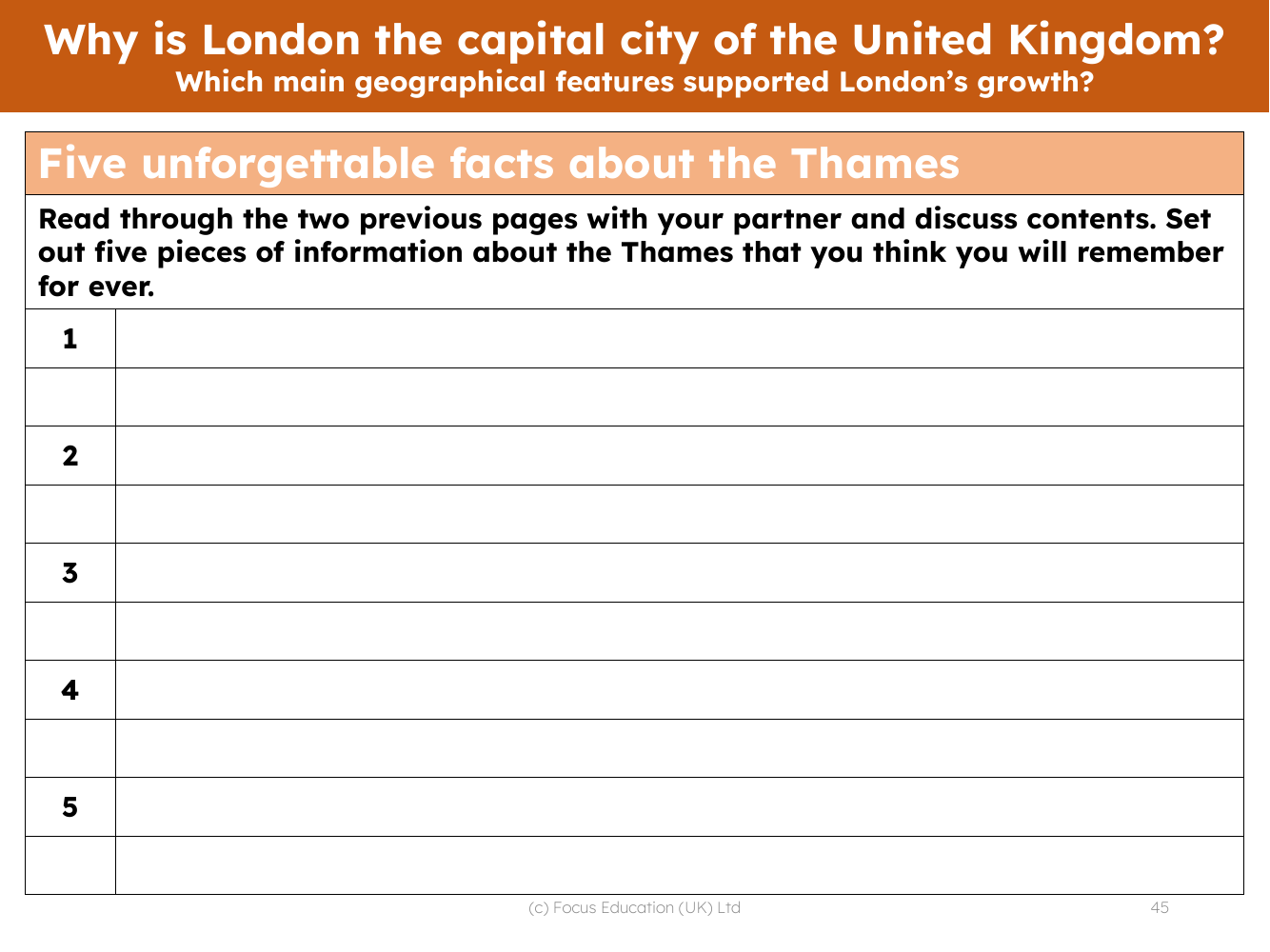 5 unforgettable facts about the Thames - Worksheet