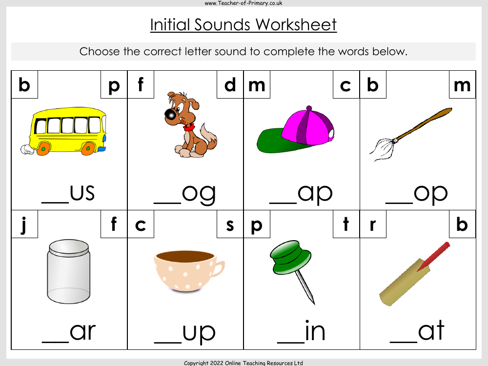 Initial Sounds - Worksheet