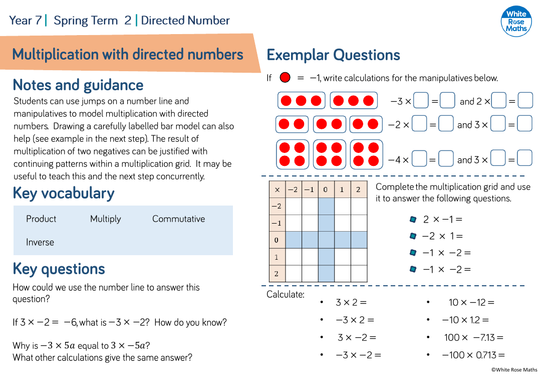 Multiplication with directed numbers: Questions