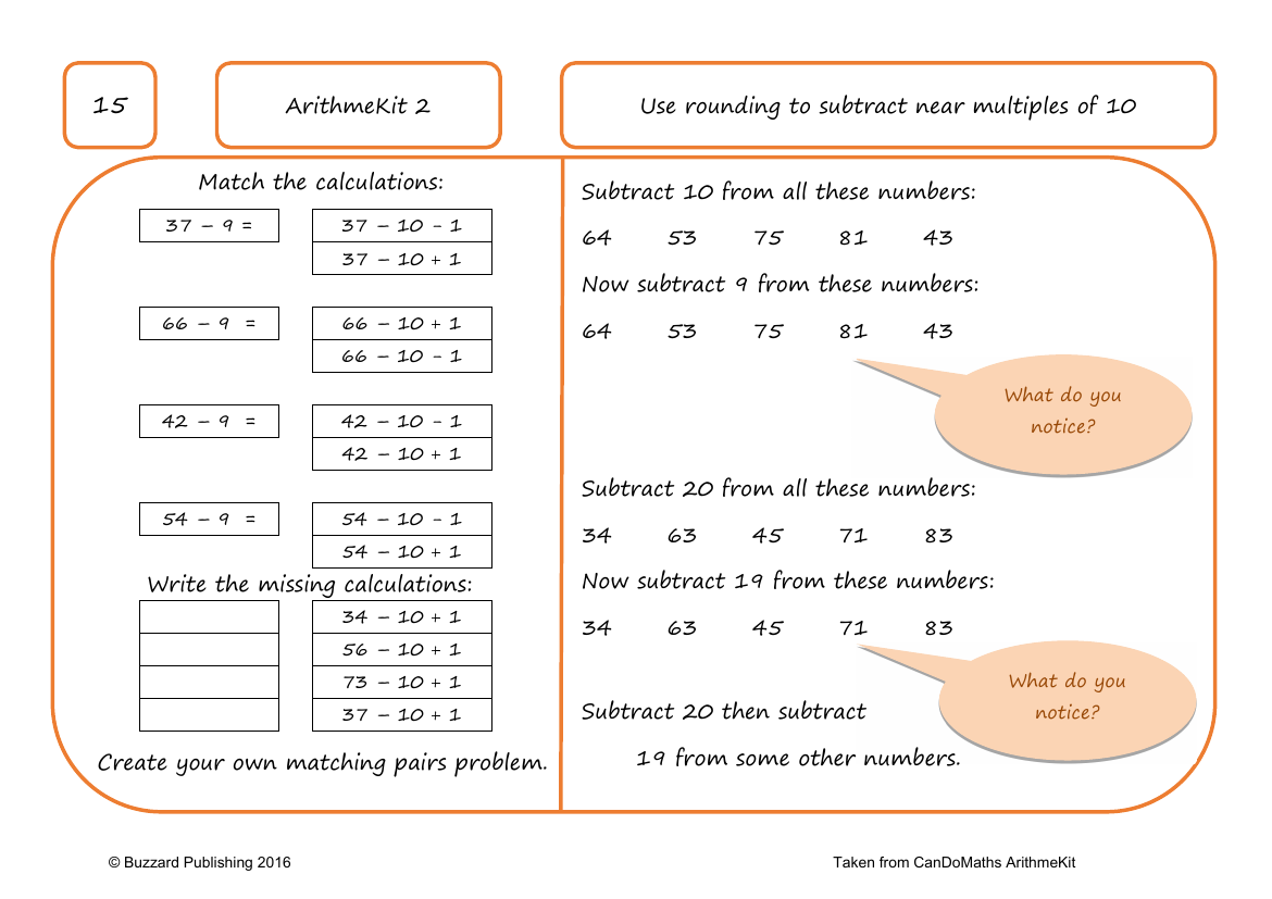 Use rounding to subtract near multiples of 10
