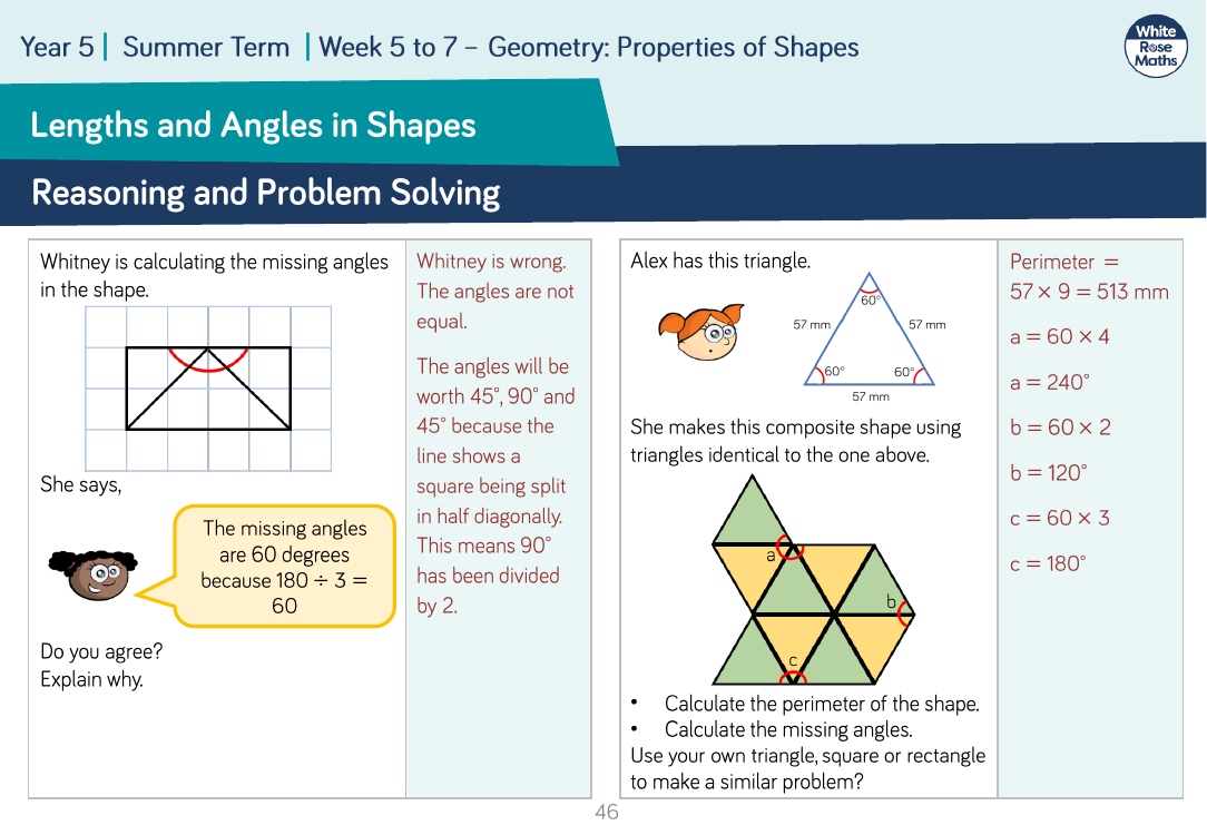 Lengths and Angles in Shapes: Reasoning and Problem Solving