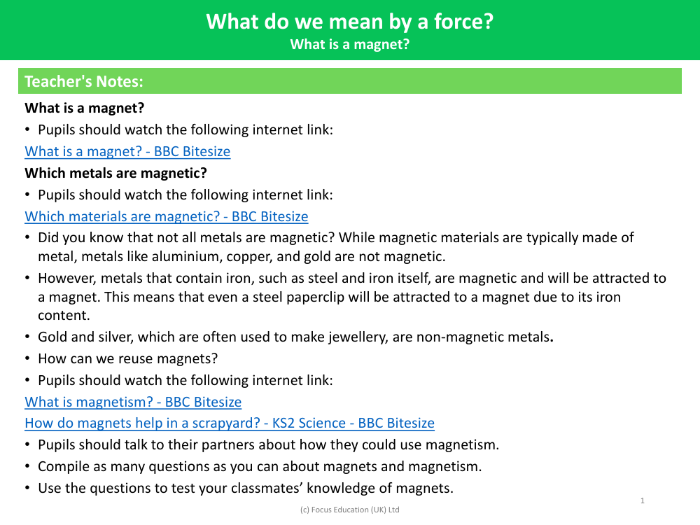 What is a magnet? - Teacher's Notes