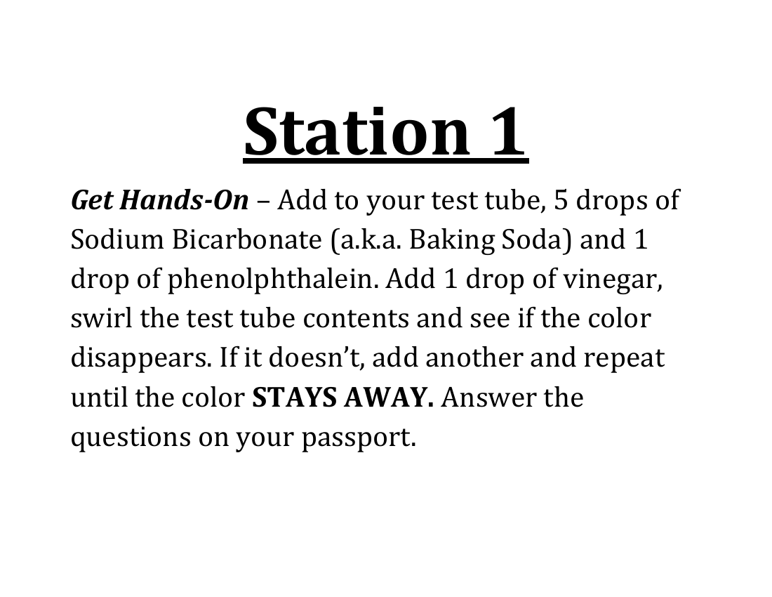 Acids, Bases, and Neutralization Reactions - Lab Station Cards