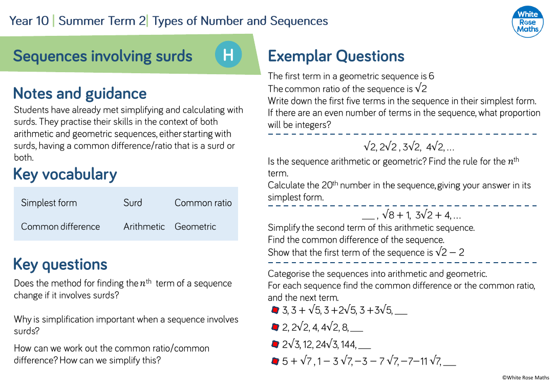 Sequences Involving Surds: Questions | Maths