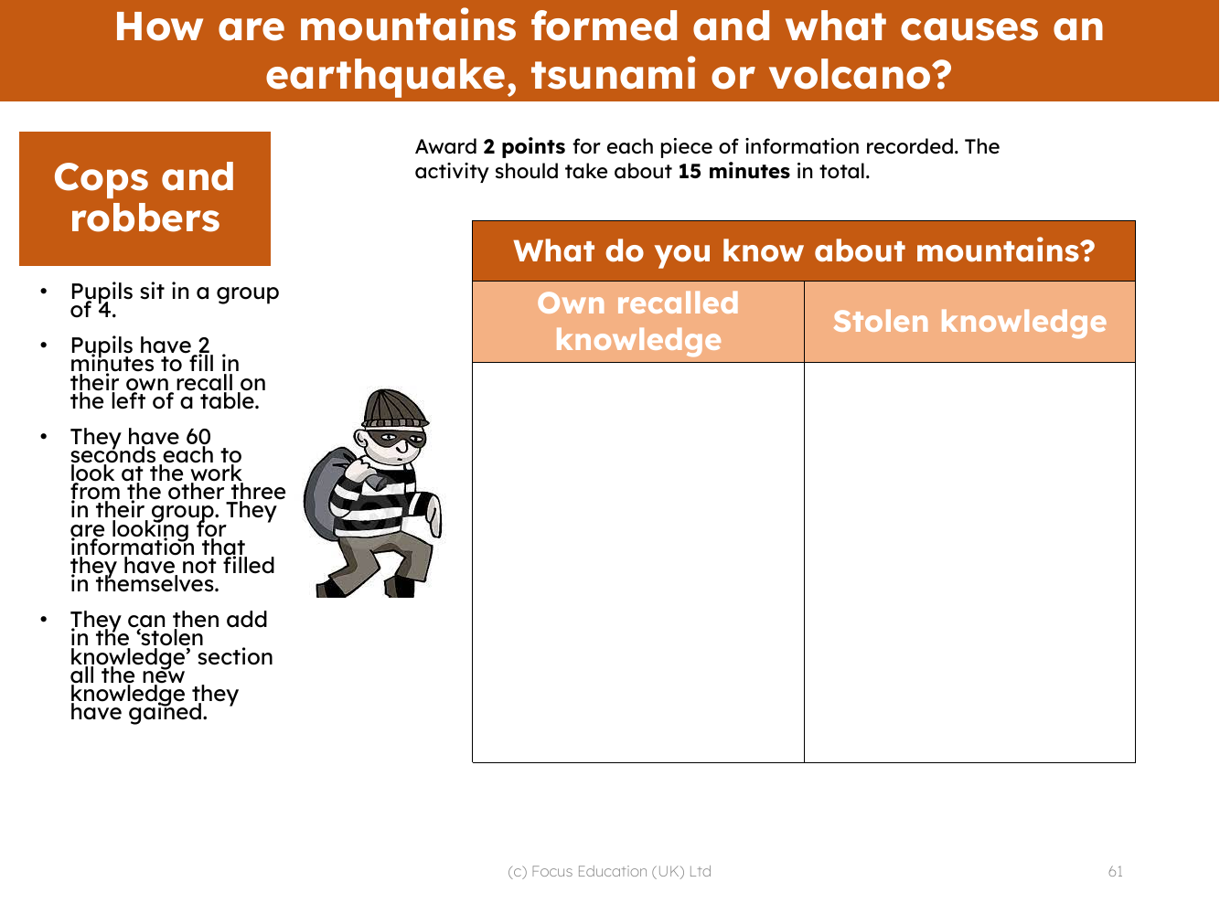 Cops and robbers - What do you know about mountains?