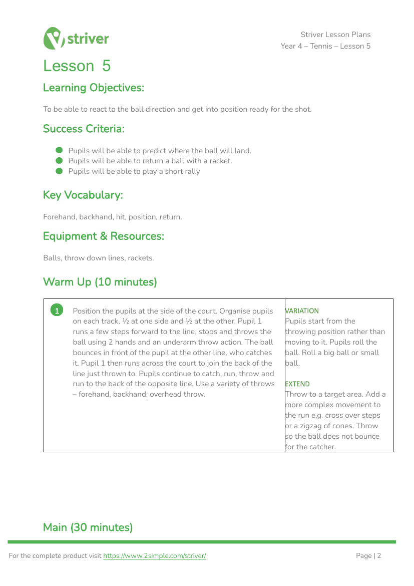 Tennis - Lesson 5