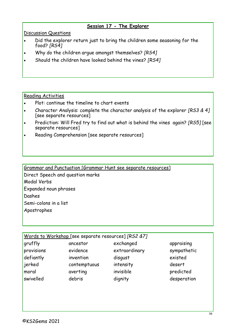 The Explorer - Session 17 - Worksheet