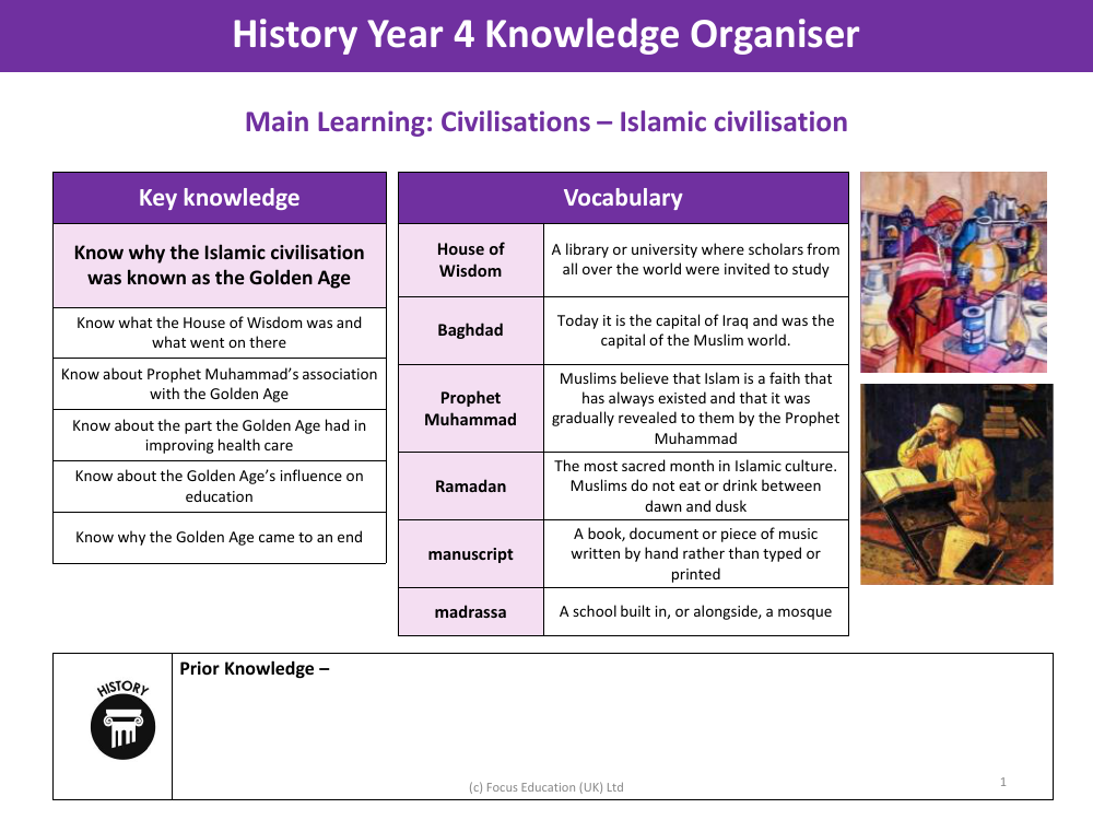 Knowledge organiser - Islamic Civilisation - Year 5