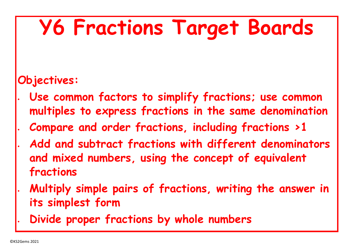 Fractions Target Boards