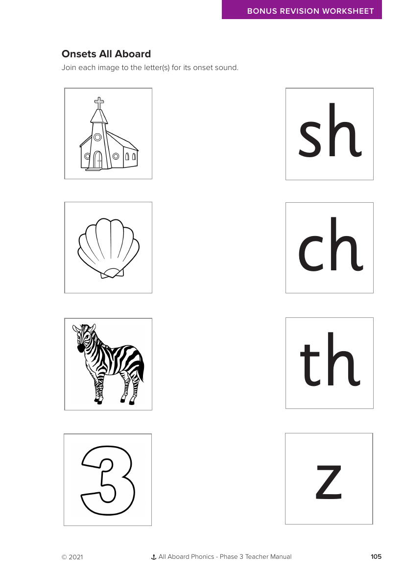 Week 5, lesson 1 Onsets All Aboard - Phonics Phase 3  - Worksheet