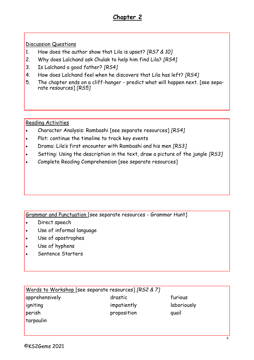 The Firework Maker's Daughter - Chapter 2 - Worksheet