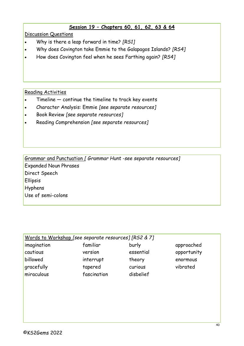 Darwin's Dragons - Session 19 - Chapters 60 - 64 - Worksheet