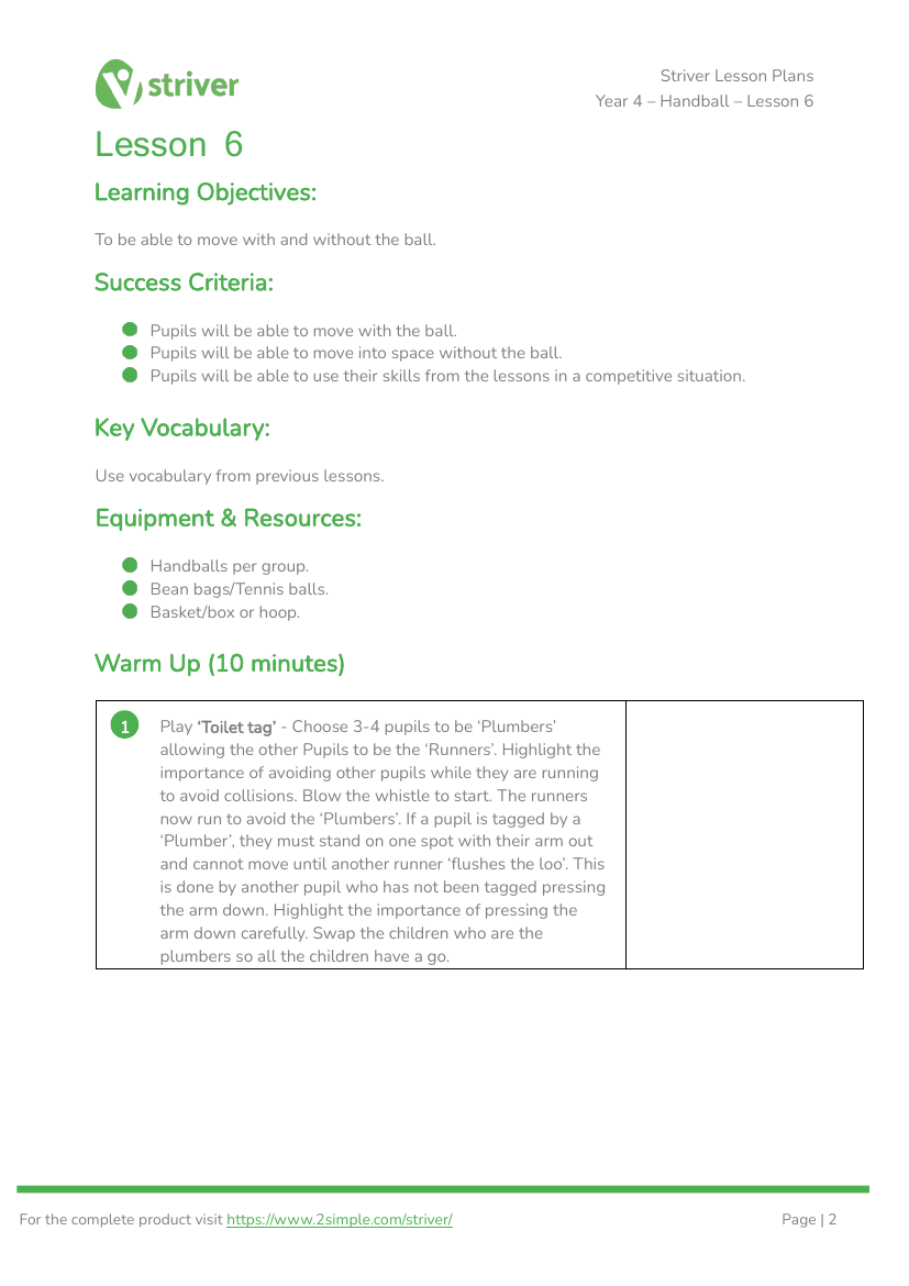 Handball - Lesson 6