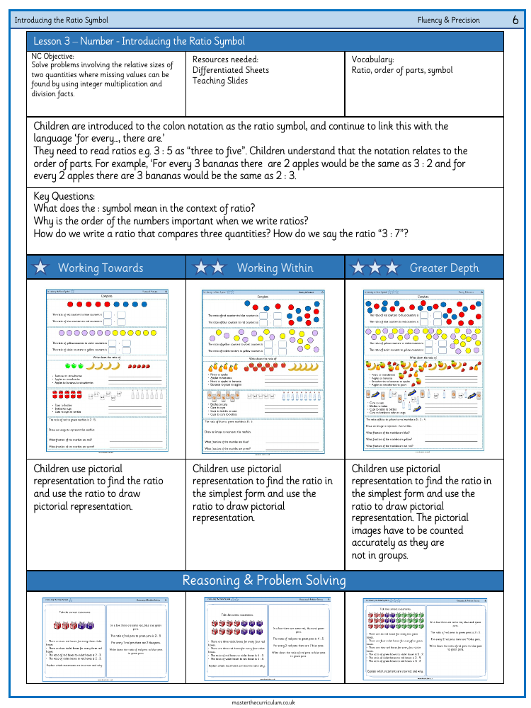 Ratio - Introducing the Ratio Symbol - Worksheet