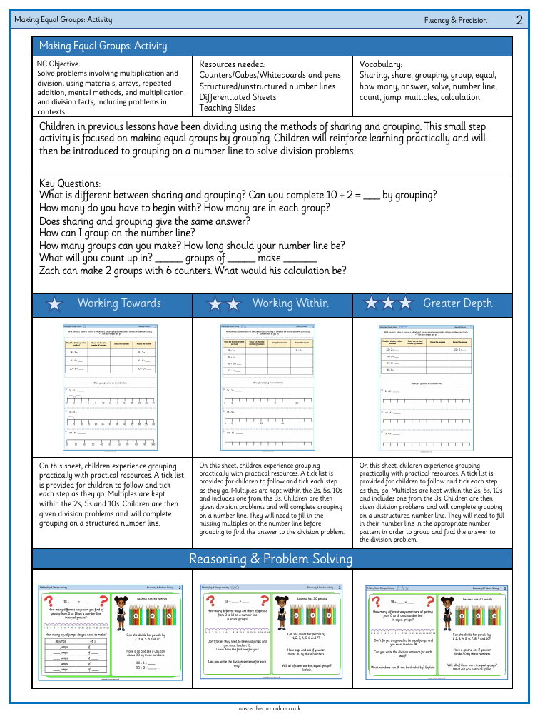 Multiplication and division - Make equal groups grouping and sharing activity - Worksheet