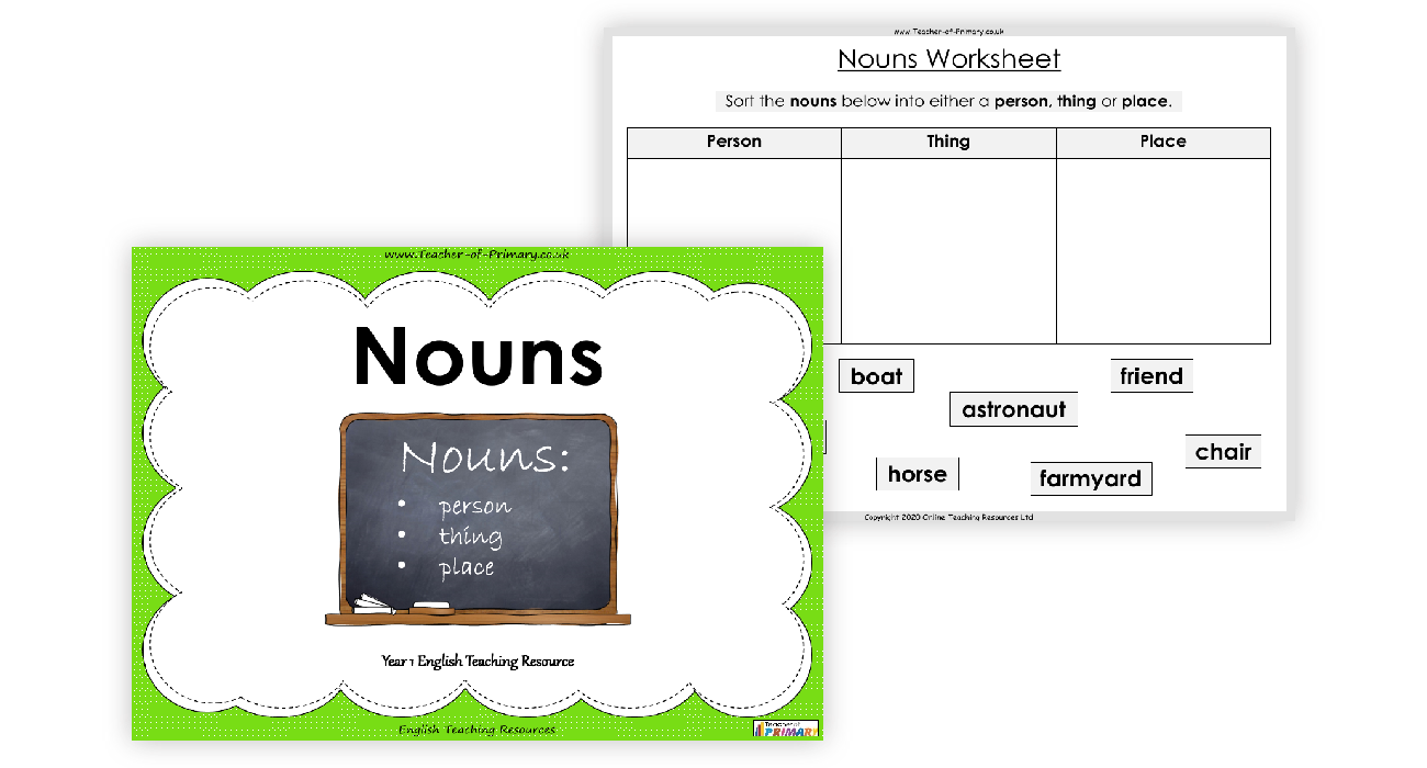 Nouns Table Worksheet