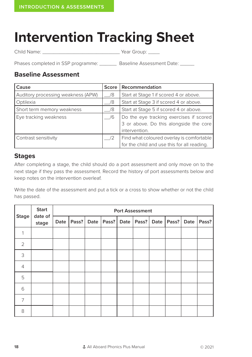 Intervention Tracking Sheet  