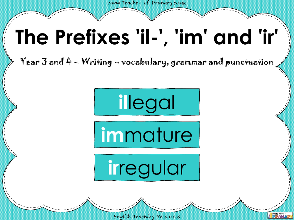 The Prefixes 'il-', 'im' and 'ir' - PowerPoint