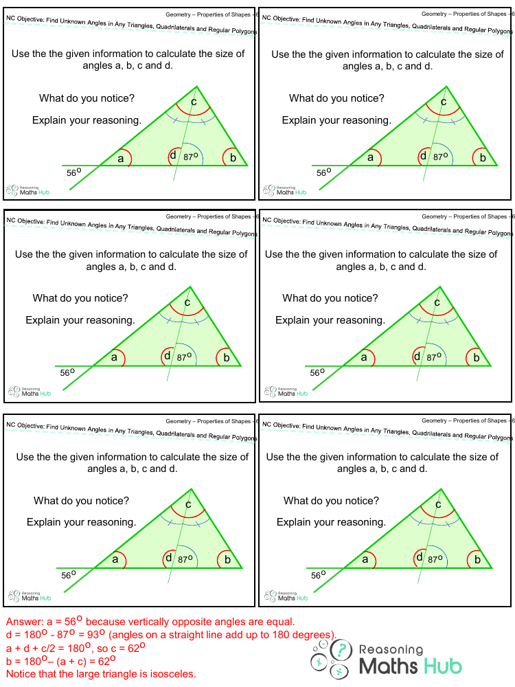 Find unknown angles in any triangles - Reasoning