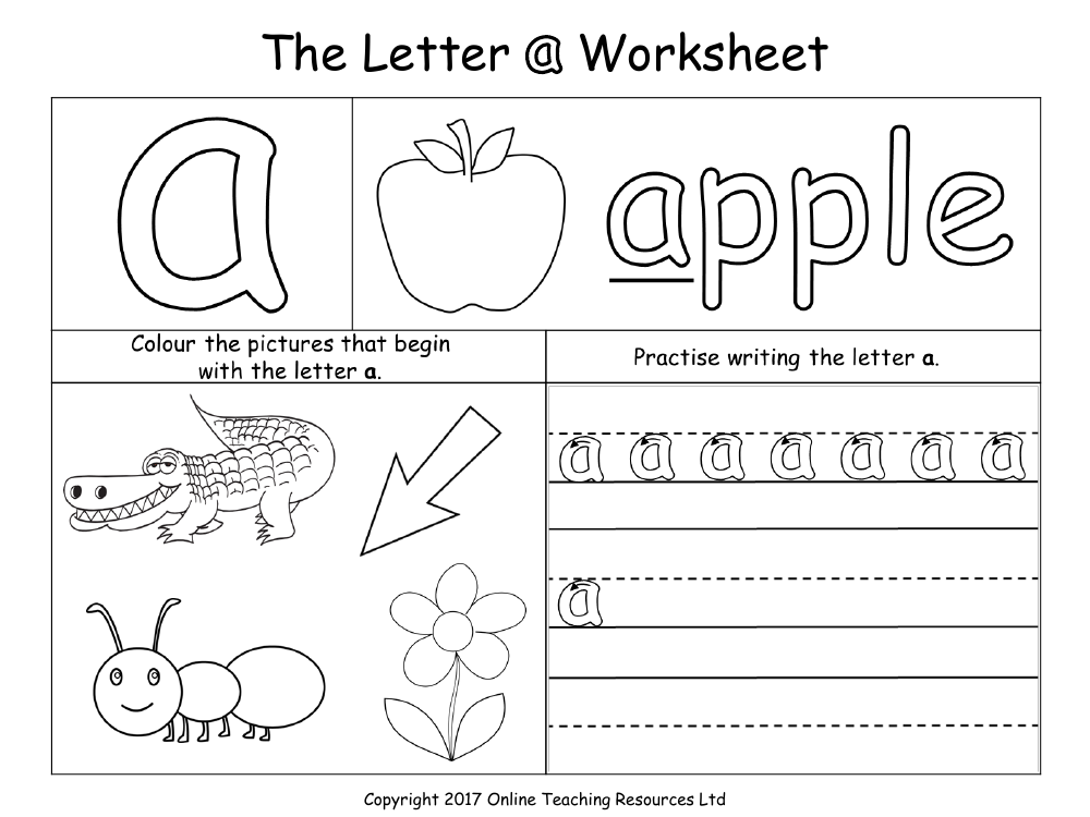 The Letter A - Worksheet