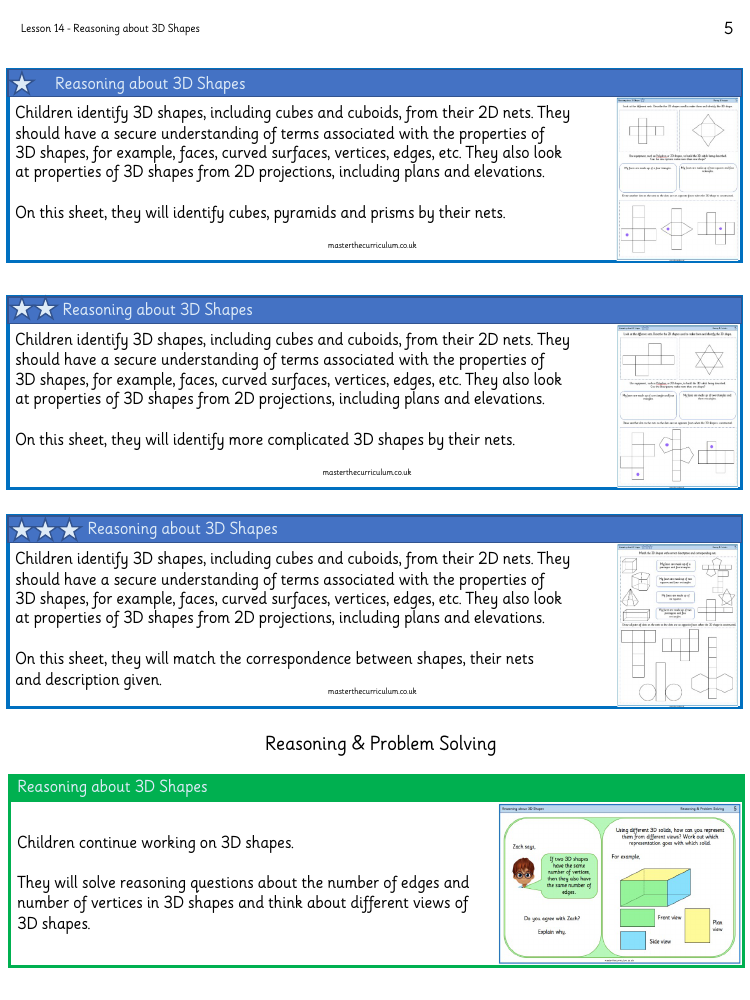 Properties of Shape - Reasoning about 3D Shapes - Worksheet