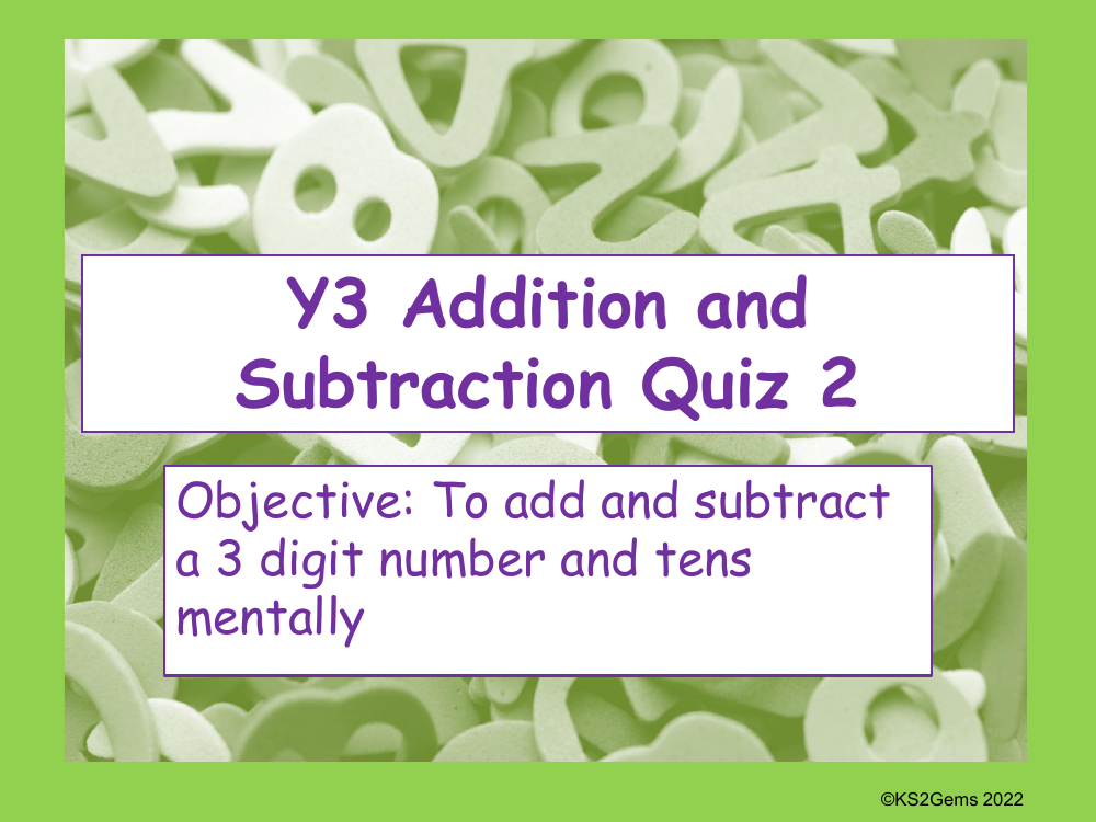 Addition and Subtraction Quiz 2