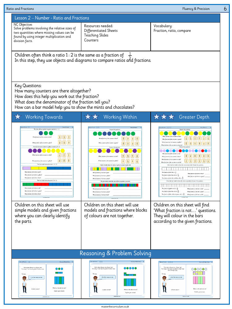 Ratio - Ratio and Fractions - Worksheet