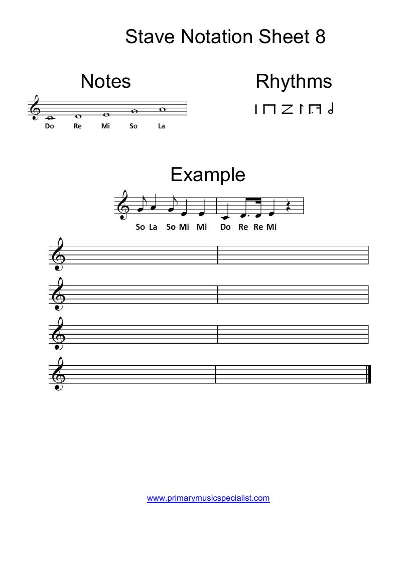 Pitch - Stave Notation Sheet 8