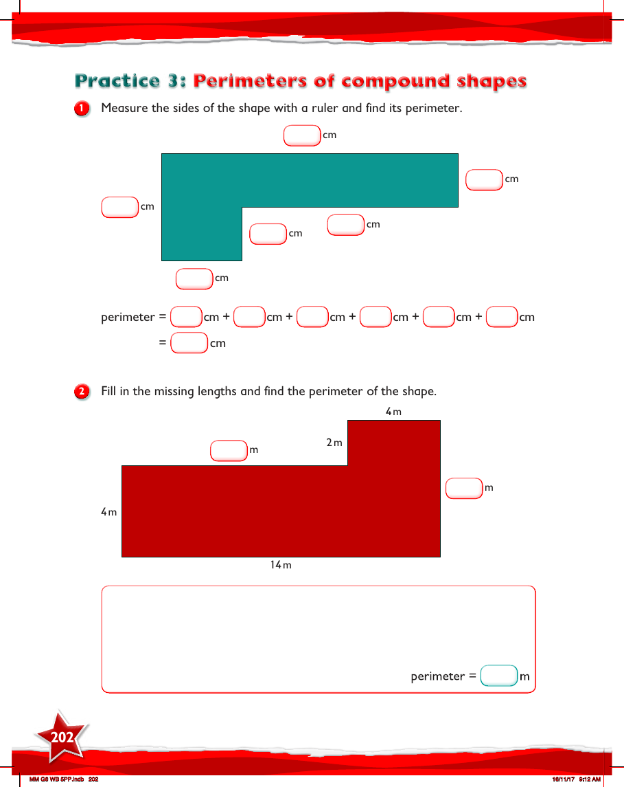 Max Maths, Year 6, Work Book, Perimeters of compound shapes