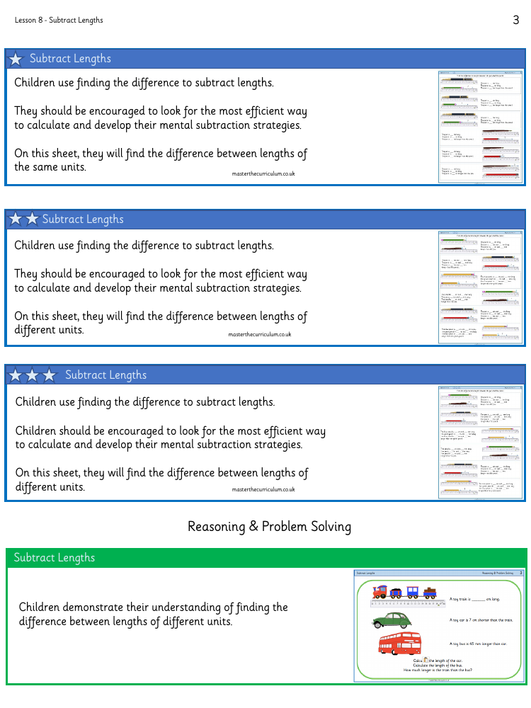 Length and Perimeter - Subtract lengths​ - Worksheet