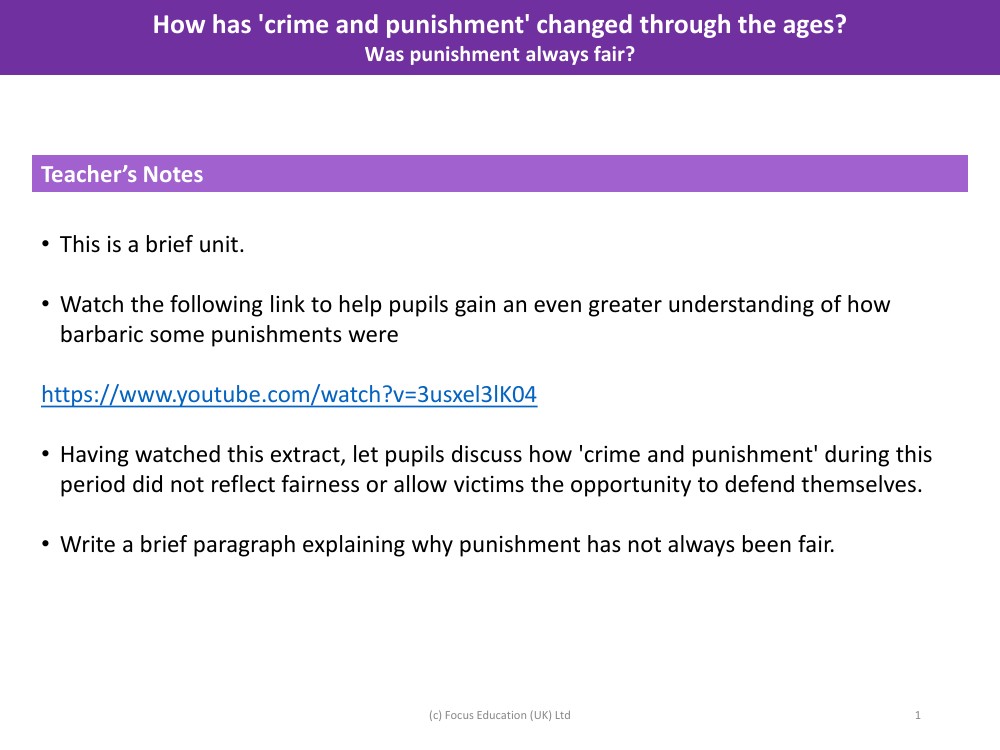 Was punishment always fair? - Teacher's Notes