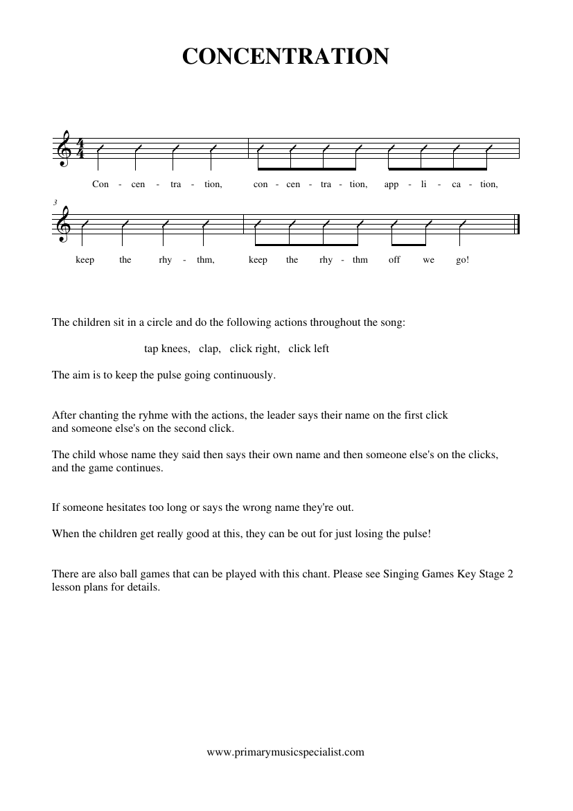 Rhythm and Pulse Year 3 Notations - Concentration