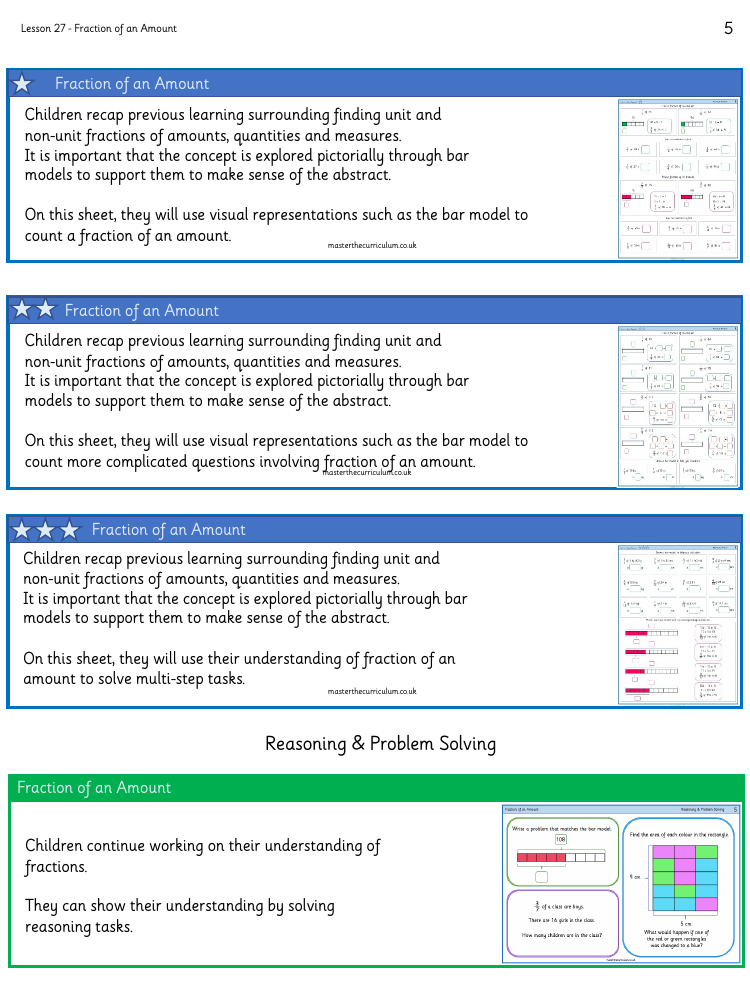 Fractions - Fractions of an Amount - Worksheet