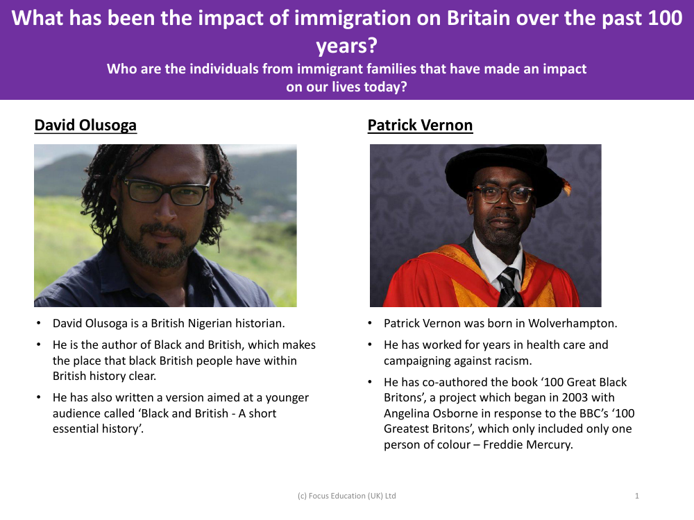 David Olusoga and Patrick Vernon - Info sheet