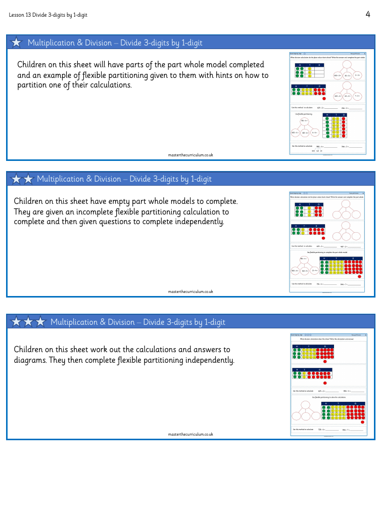 Multiplication and Division - Divide 3-digits by 1-digit - Worksheet