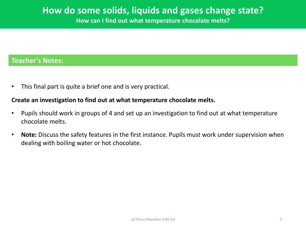 How can I found out at what temperature chocolate melts? - Teacher's Notes
